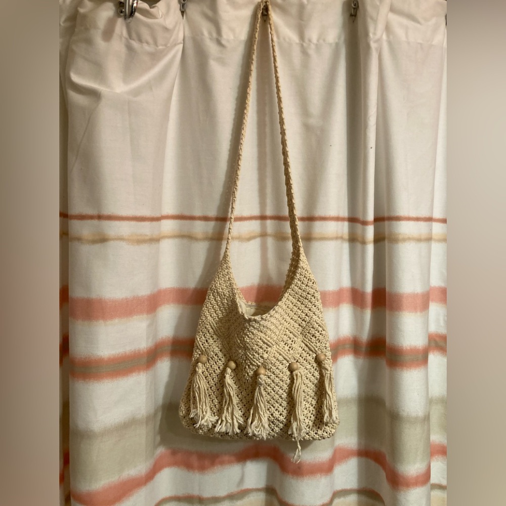 Crocheted off-white purse